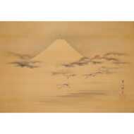“A Painting of Cranes and Mount Fuji at Sunrise”