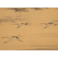 “A Painting of Cranes and Mount Fuji at Sunrise”