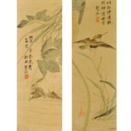 森琴石「花鳥図（二段貼双幅）」0_1