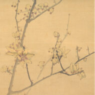 “Triptych: (Left) Arashiyama in the Rain / (Center) Sanjō Bridge in Moonlight / (Right) Intertwined Wintersweet Branches”
