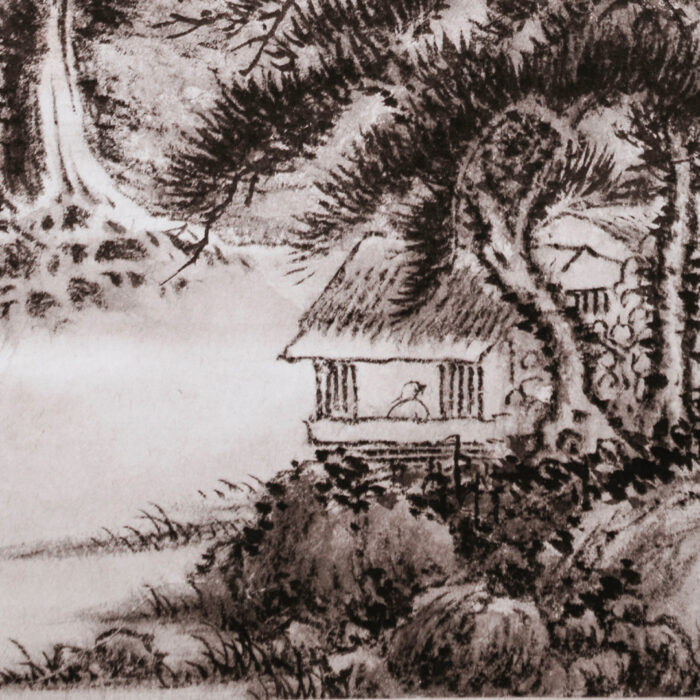 須賀蓬城「水墨松渓幽谷図」0