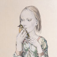 Fujita Tsuguharu“A Girl Holding a Bird”0