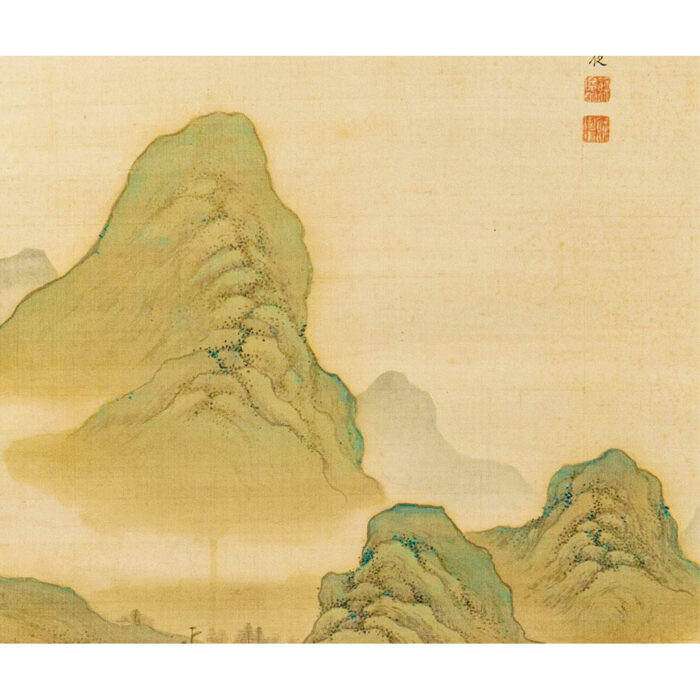 青木夙夜「春景山水図」1